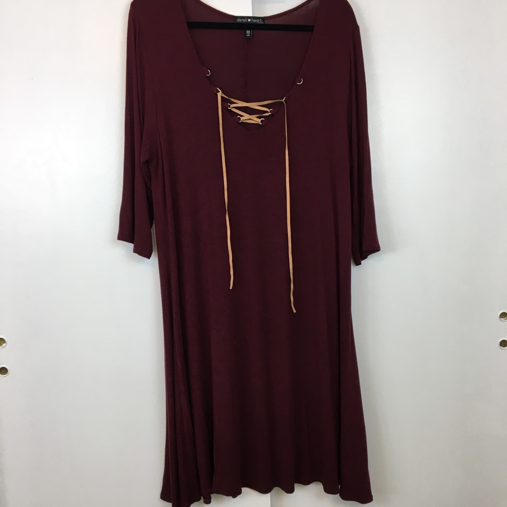 Derek Heart|Wet Seal Burgundy Lace up Dress Sz 2x